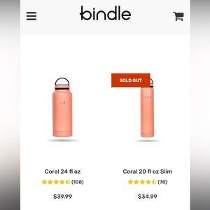 Bindle Coral 20 fl oz Slim Double Wall Stainless Steel